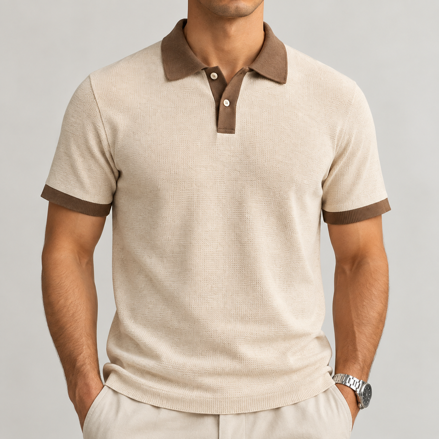 Viena™ | Polo crema con detalles café