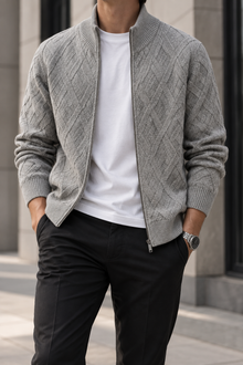 Estocolmo™ | Cardigan gris con cierre