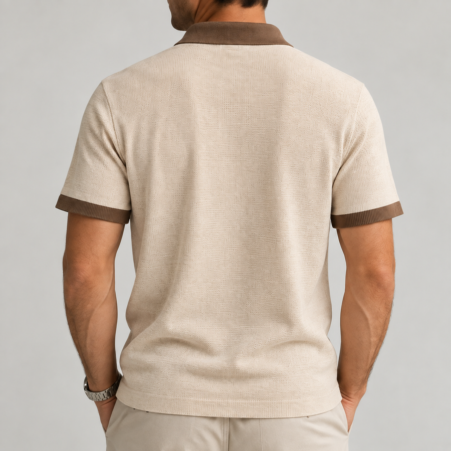 Viena™ | Polo crema con detalles café