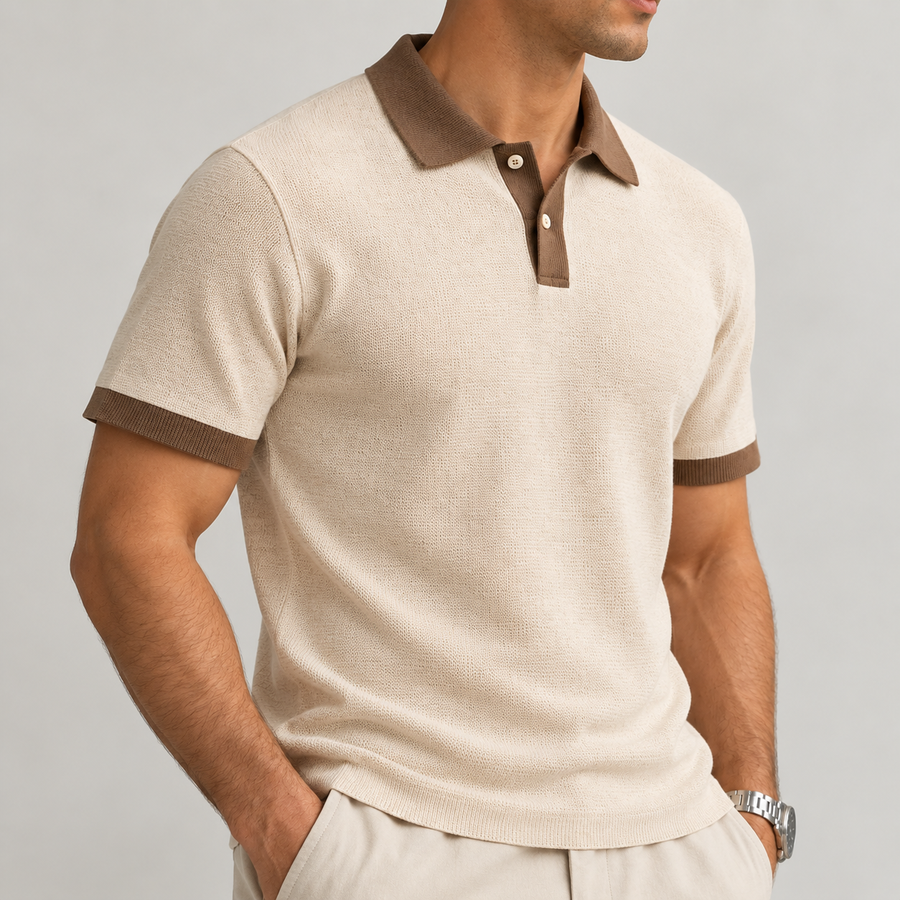 Viena™ | Polo crema con detalles café