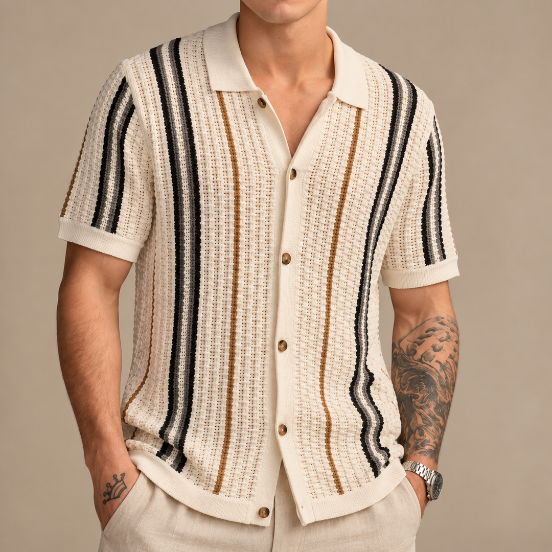 Ámsterdam™ | Polo vintage rayado crema