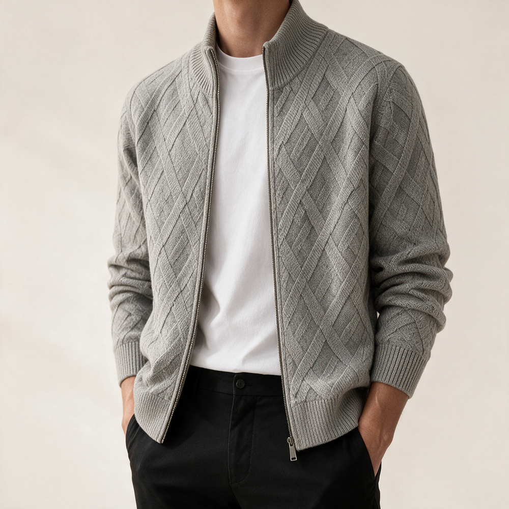 Estocolmo™ | Cardigan gris con cierre