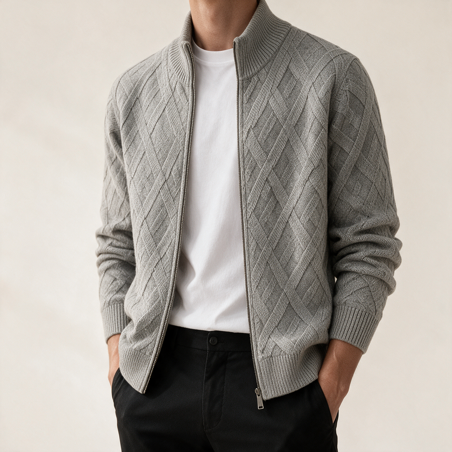Estocolmo™ | Cardigan gris con cierre