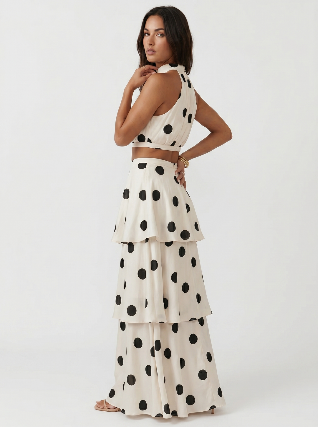 Lucía™ | Conjunto de Top y Falda Larga de Lunares