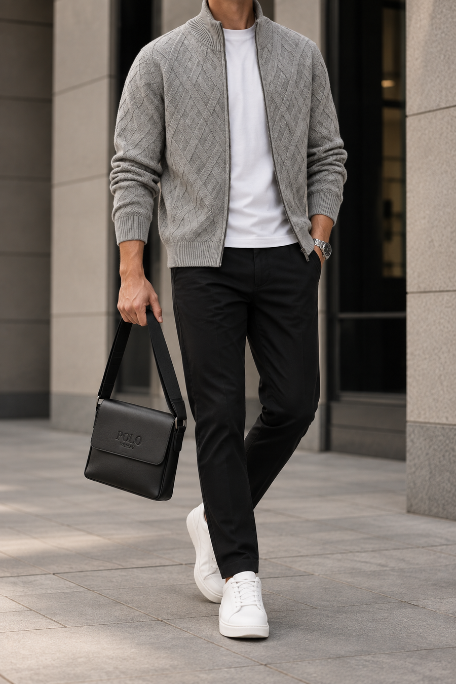 Estocolmo™ | Cardigan gris con cierre