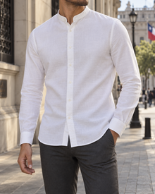 Camisa blanca cuello mao VETTORI, vista frontal