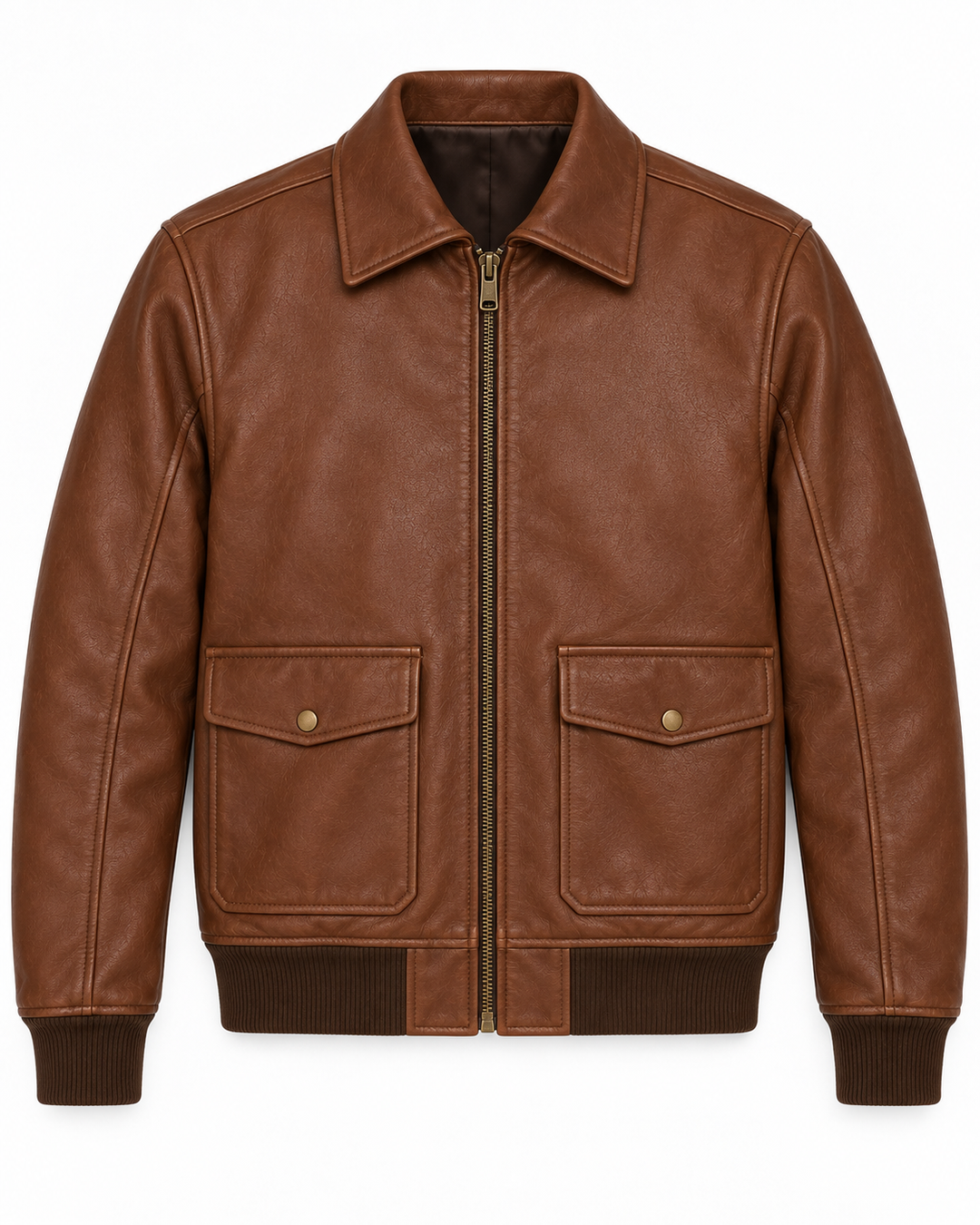 Detalle de chaqueta aviador café