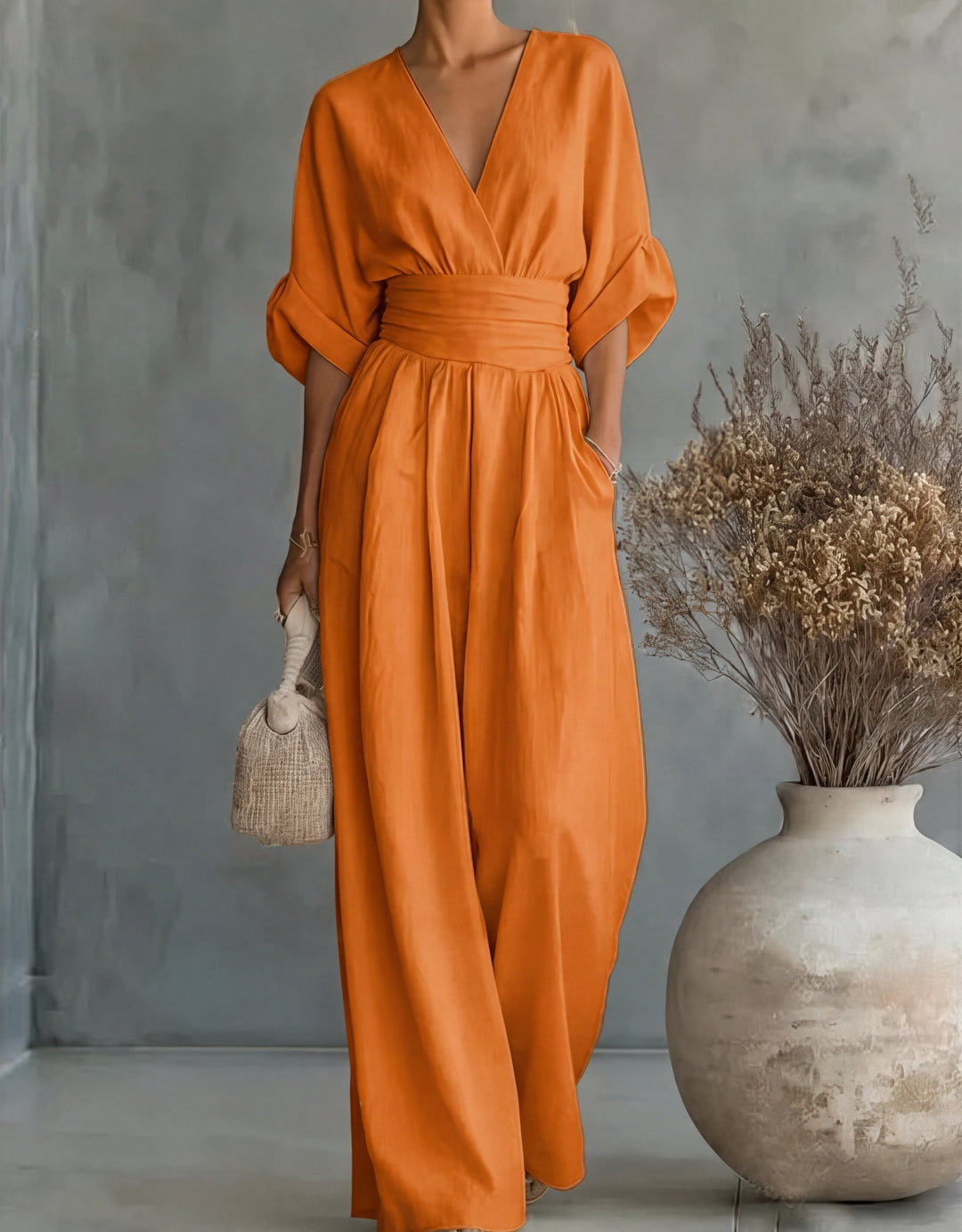 Daniela™ | Mono Elegante de Escote en V y Pierna Ancha