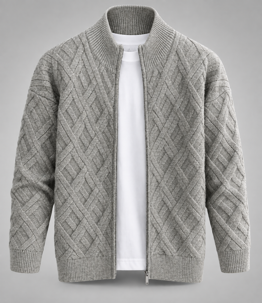 Estocolmo™ | Cardigan gris con cierre