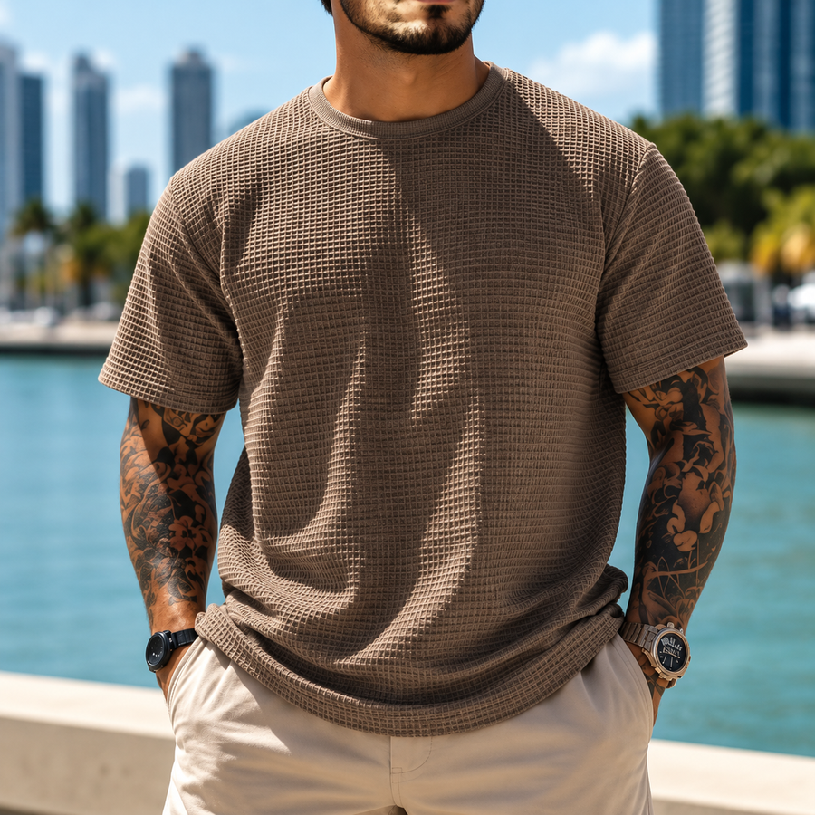 Austin™ | Polera waffle café taupe