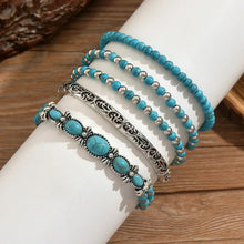 Set de Pulseras Boho con Perlas Turquesa