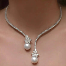 Collar Elegante Brillante de Plata Sterling con Perlas
