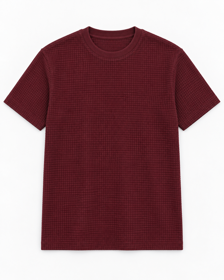 Burdeos™ | Polera waffle color burdeo