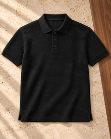 Polo negro texturizado VETTORI, vista de producto