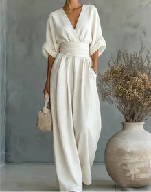 Daniela™ | Mono Elegante de Escote en V y Pierna Ancha