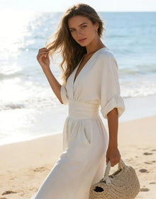 Daniela™ | Mono Elegante de Escote en V y Pierna Ancha